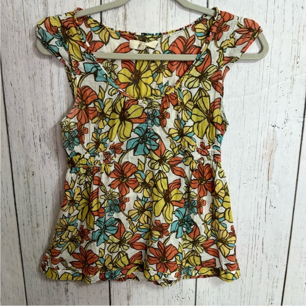Hollister Orange Yellow Ruffled Peplum Blouse
